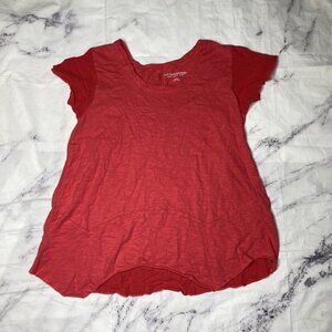 Soft Surroundings Pink S/S Shirt Womens Small Flowy Assymetrical Loose Top F69